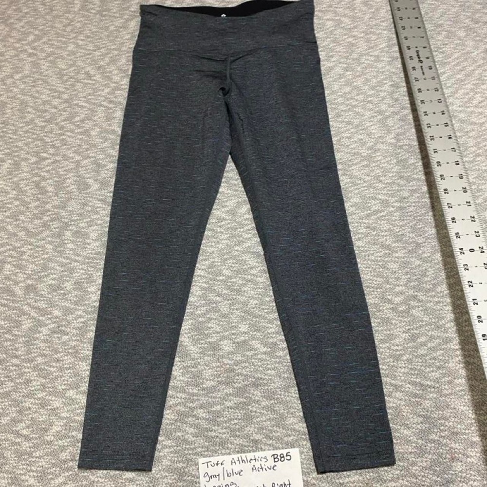 Tuff Athletics Gray/blue leggings with 1 zipper pocket women S. SKU-B85 - Picture 6 of 8